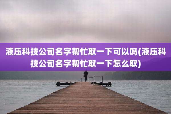 液压科技公司名字帮忙取一下可以吗(液压科技公司名字帮忙取一下怎么取)