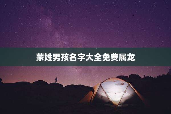蒙姓男孩名字大全免费属龙