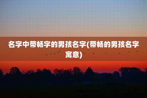 名字中带畅字的男孩名字(带畅的男孩名字寓意)