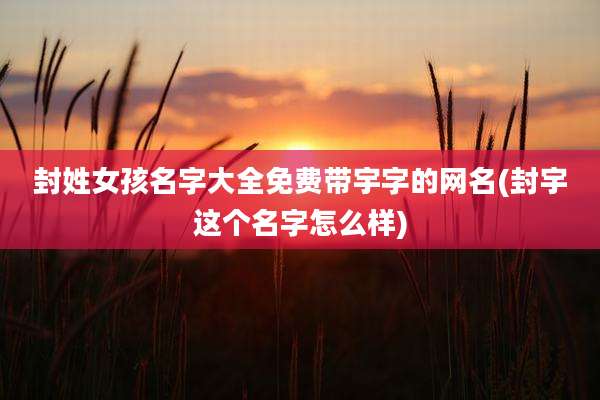 封姓女孩名字大全免费带宇字的网名(封宇这个名字怎么样)
