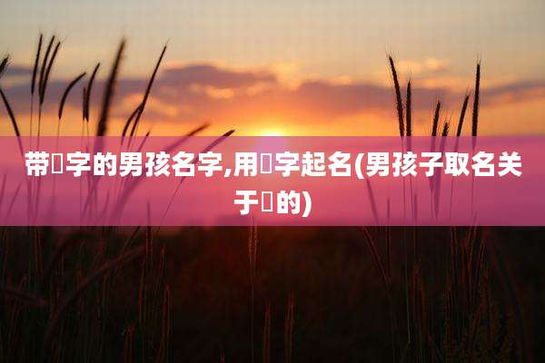 带喆字的男孩名字,用喆字起名(男孩子取名关于喆的)
