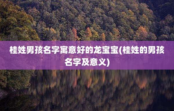 桂姓男孩名字寓意好的龙宝宝(桂姓的男孩名字及意义)