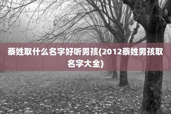 蔡姓取什么名字好听男孩(2012蔡姓男孩取名字大全)