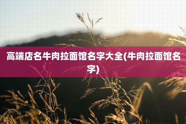 高端店名牛肉拉面馆名字大全(牛肉拉面馆名字)
