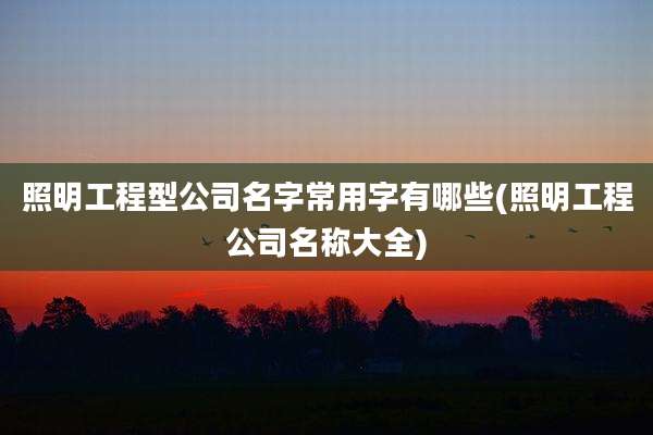 照明工程型公司名字常用字有哪些(照明工程公司名称大全)