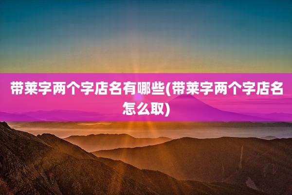 带莱字两个字店名有哪些(带莱字两个字店名怎么取)