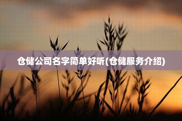 仓储公司名字简单好听(仓储服务介绍)