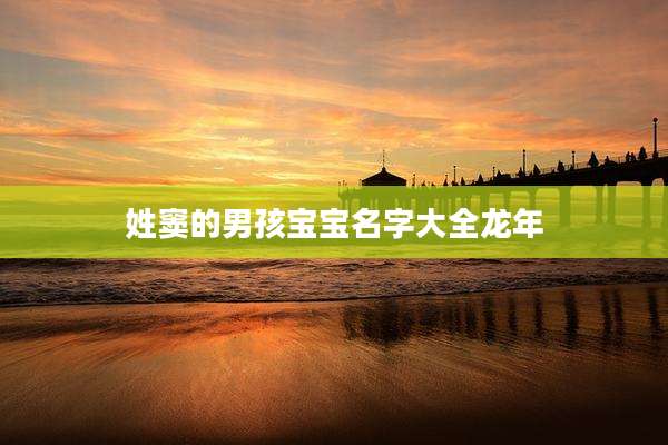 姓窦的男孩宝宝名字大全龙年