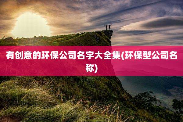 有创意的环保公司名字大全集(环保型公司名称)