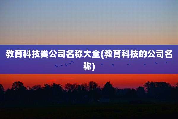 教育科技类公司名称大全(教育科技的公司名称)