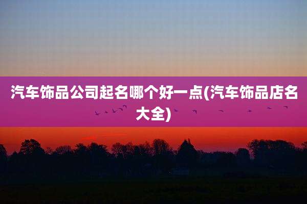 汽车饰品公司起名哪个好一点(汽车饰品店名大全)