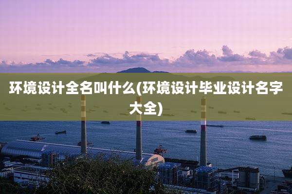 环境设计全名叫什么(环境设计毕业设计名字大全)