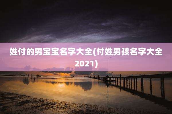 姓付的男宝宝名字大全(付姓男孩名字大全2021)