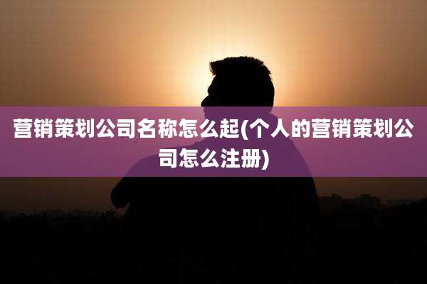 营销策划公司名称怎么起(个人的营销策划公司怎么注册)