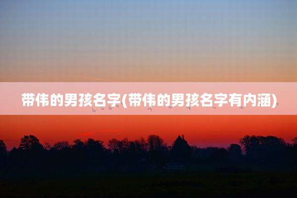 带伟的男孩名字(带伟的男孩名字有内涵)