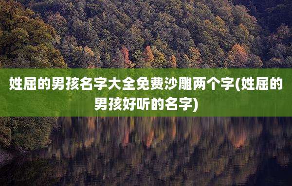 姓屈的男孩名字大全免费沙雕两个字(姓屈的男孩好听的名字)