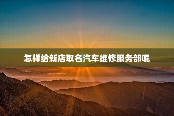 怎样给新店取名汽车维修服务部呢