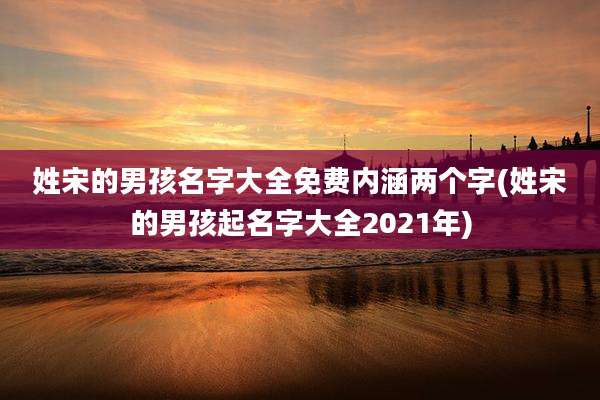 姓宋的男孩名字大全免费内涵两个字(姓宋的男孩起名字大全2021年)