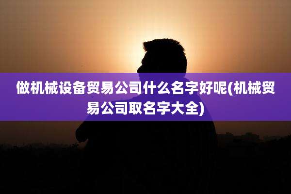 做机械设备贸易公司什么名字好呢(机械贸易公司取名字大全)