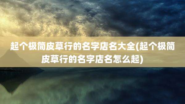 起个极简皮草行的名字店名大全(起个极简皮草行的名字店名怎么起)