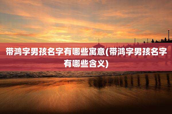 带鸿字男孩名字有哪些寓意(带鸿字男孩名字有哪些含义)