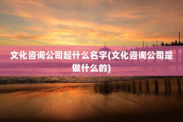 文化咨询公司起什么名字(文化咨询公司是做什么的)
