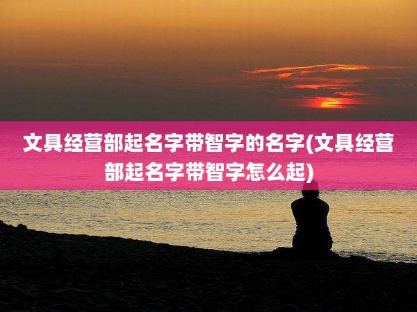 文具经营部起名字带智字的名字(文具经营部起名字带智字怎么起)