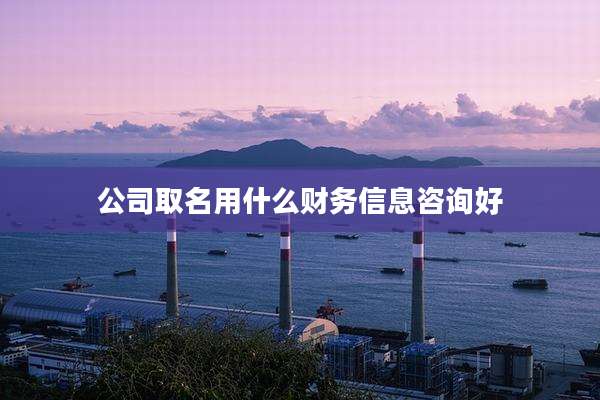 公司取名用什么财务信息咨询好