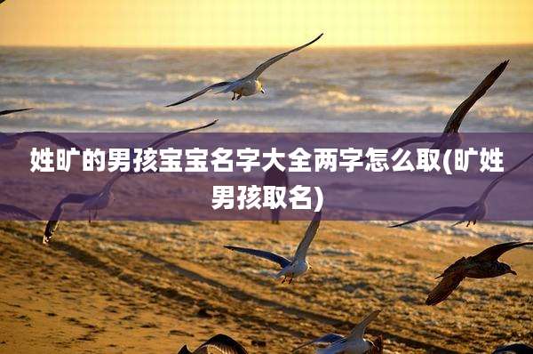 姓旷的男孩宝宝名字大全两字怎么取(旷姓男孩取名)