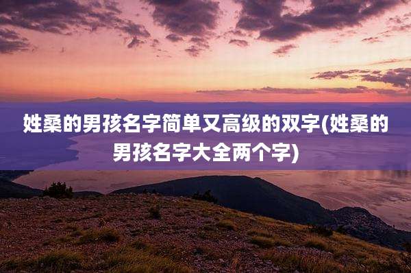 姓桑的男孩名字简单又高级的双字(姓桑的男孩名字大全两个字)