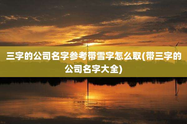 三字的公司名字参考带雪字怎么取(带三字的公司名字大全)