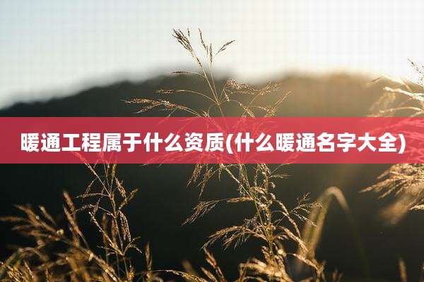 暖通工程属于什么资质(什么暖通名字大全)