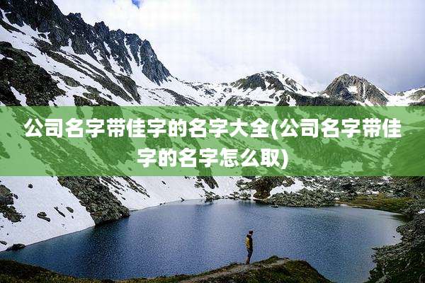公司名字带佳字的名字大全(公司名字带佳字的名字怎么取)