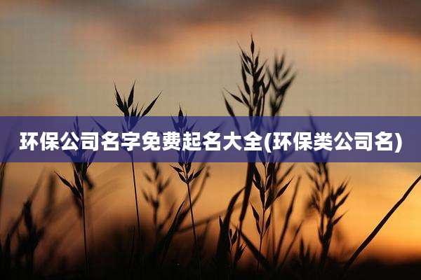 环保公司名字免费起名大全(环保类公司名)