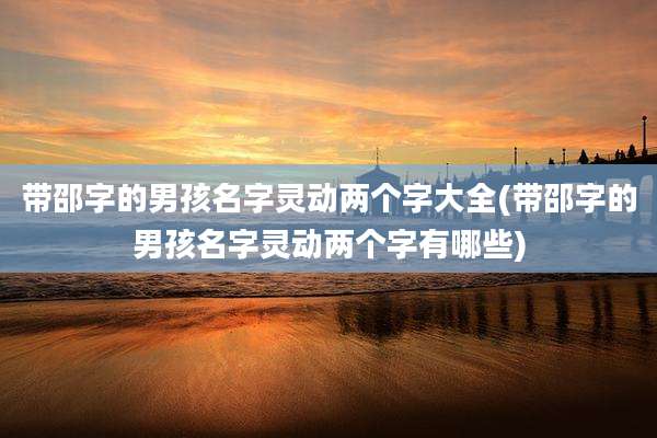 带邵字的男孩名字灵动两个字大全(带邵字的男孩名字灵动两个字有哪些)