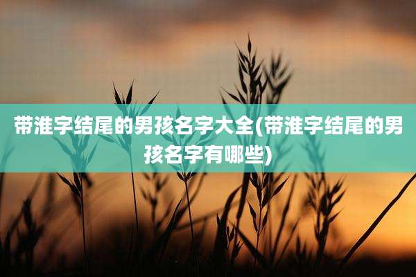 带淮字结尾的男孩名字大全(带淮字结尾的男孩名字有哪些)