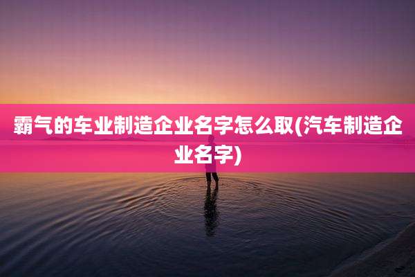 霸气的车业制造企业名字怎么取(汽车制造企业名字)