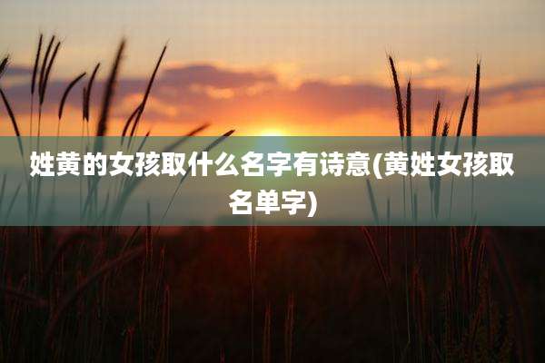 姓黄的女孩取什么名字有诗意(黄姓女孩取名单字)