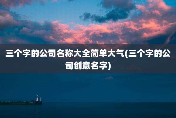 三个字的公司名称大全简单大气(三个字的公司创意名字)