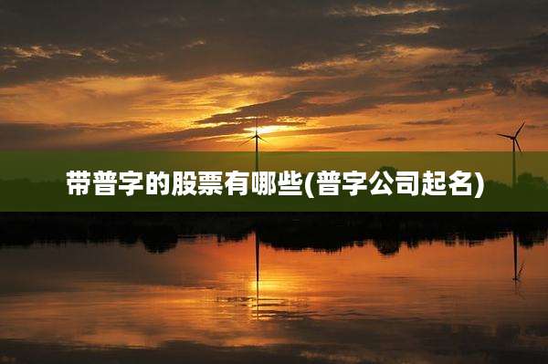 带普字的股票有哪些(普字公司起名)