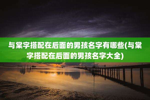 与棠字搭配在后面的男孩名字有哪些(与棠字搭配在后面的男孩名字大全)