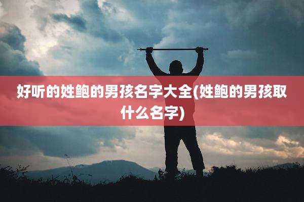 好听的姓鲍的男孩名字大全(姓鲍的男孩取什么名字)