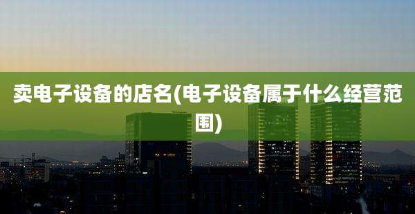 卖电子设备的店名(电子设备属于什么经营范围)