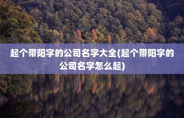 起个带阳字的公司名字大全(起个带阳字的公司名字怎么起)