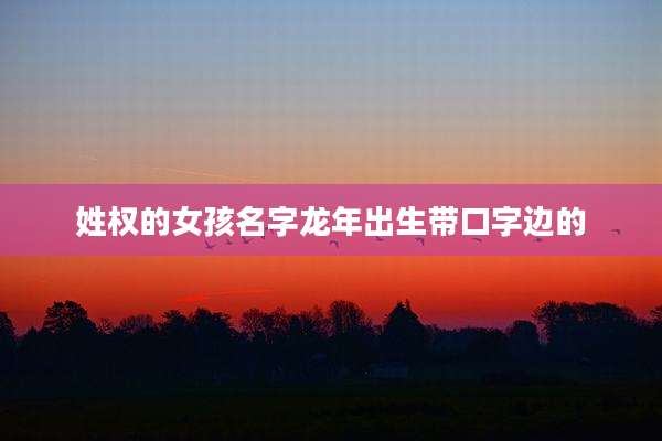 姓权的女孩名字龙年出生带口字边的
