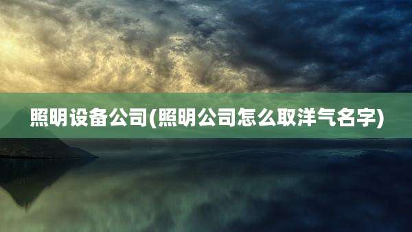 照明设备公司(照明公司怎么取洋气名字)