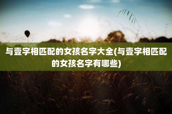 与壹字相匹配的女孩名字大全(与壹字相匹配的女孩名字有哪些)