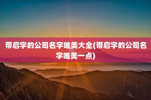 带启字的公司名字唯美大全(带启字的公司名字唯美一点)