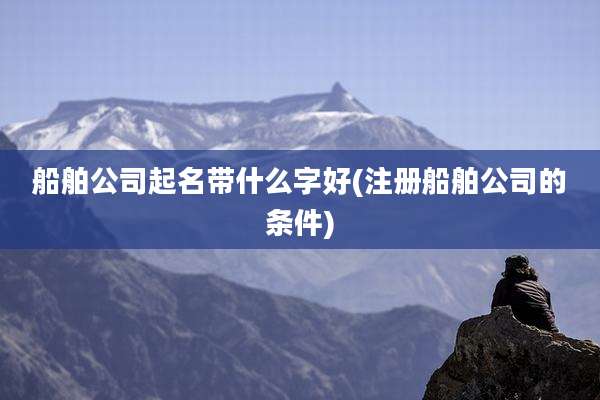 船舶公司起名带什么字好(注册船舶公司的条件)