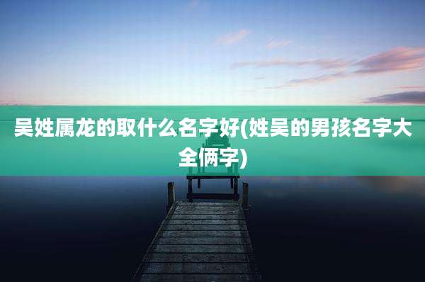 吴姓属龙的取什么名字好(姓吴的男孩名字大全俩字)